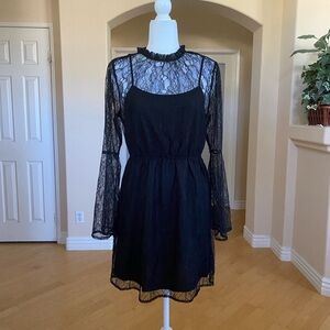 NWT Steve Madden Black Lace Long Sleeve Dress Size Medium MSRP $109